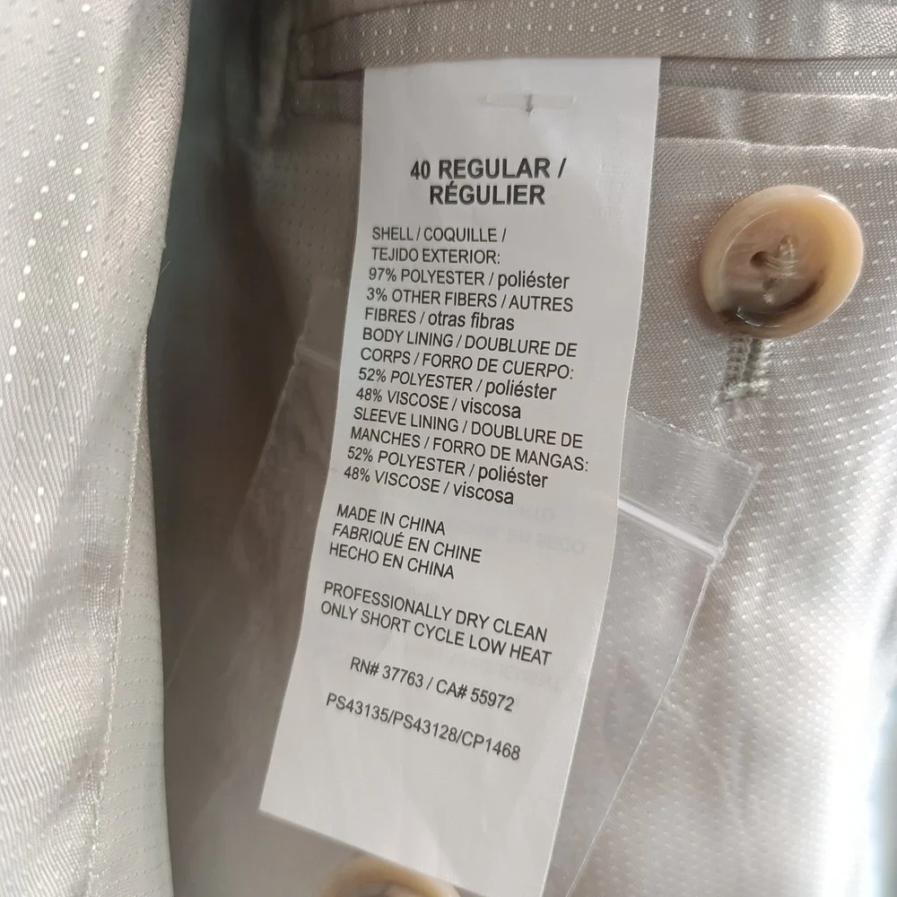 Perry Ellis Mens 40R Natural Linen Look Blazer Tan 2-Button Jacket NWT Casual